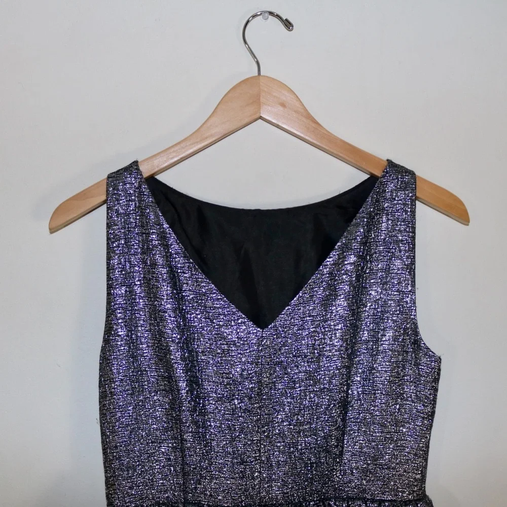 Kate Spade Andi Metallic Peplum Dress in All That Glitters Gunmetal (Silver)